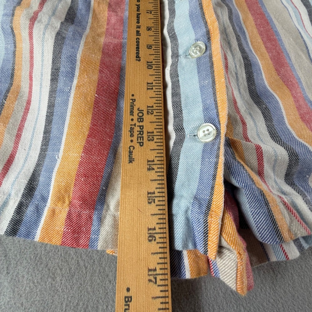 Vintage‎ Lizsport Petite Women's Shorts Size 10 Striped Linen Blend Button Front - Picture 5 of 16